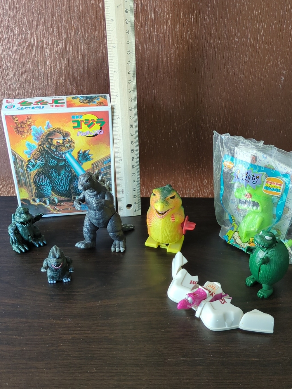 Vintage Assorted Kids Godzilla Toy Bundle - Yellow, Green, Gray Figures